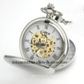 Quality Mens Silver Pocket Watch with Chain